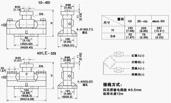 HM9B-C3-40T-16B1-B1稱重傳感器平面圖