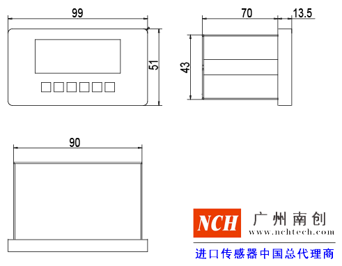 XK3190-C702控制儀表產品尺寸