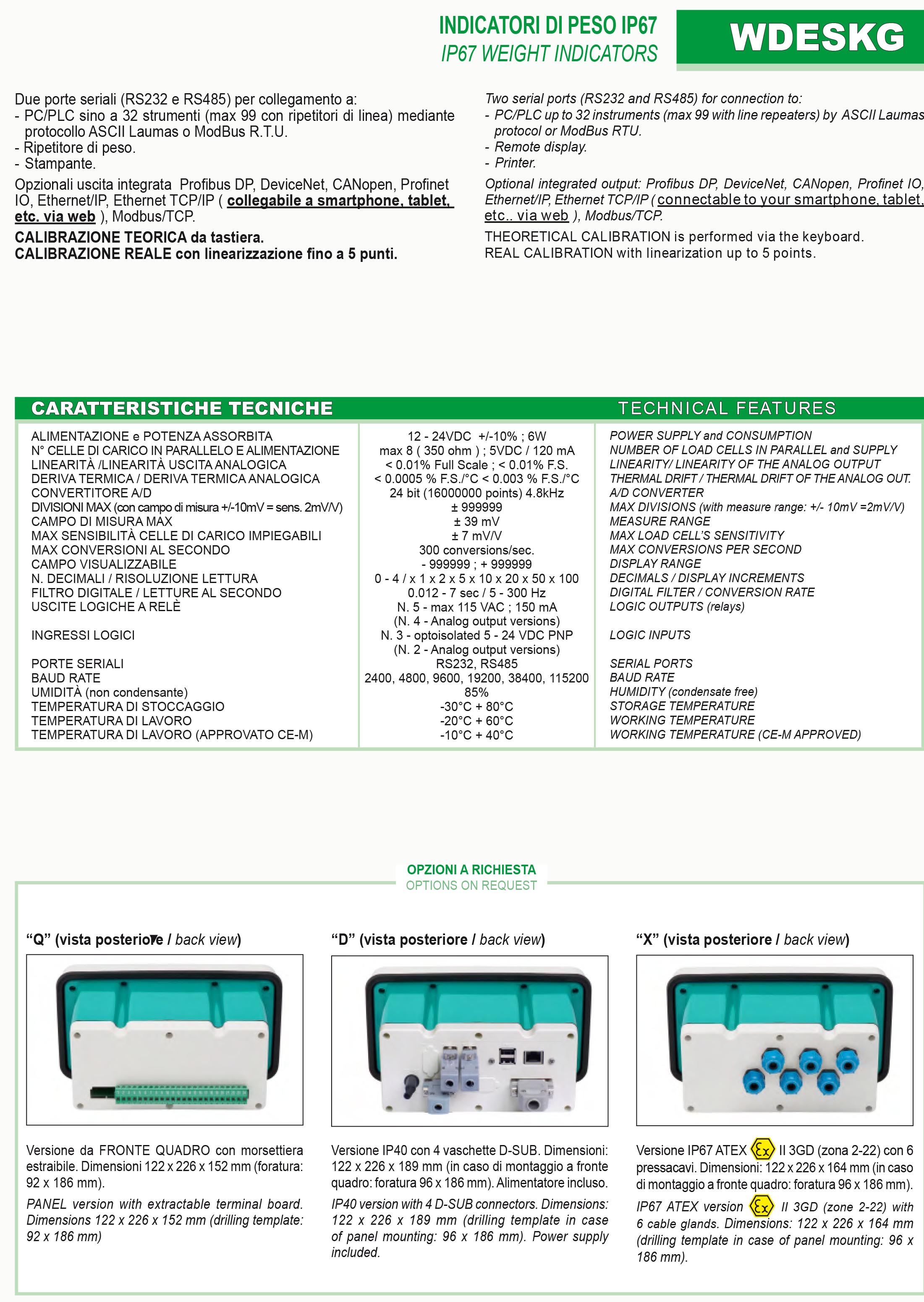 WDESK-G稱重顯示控制器技術參數表